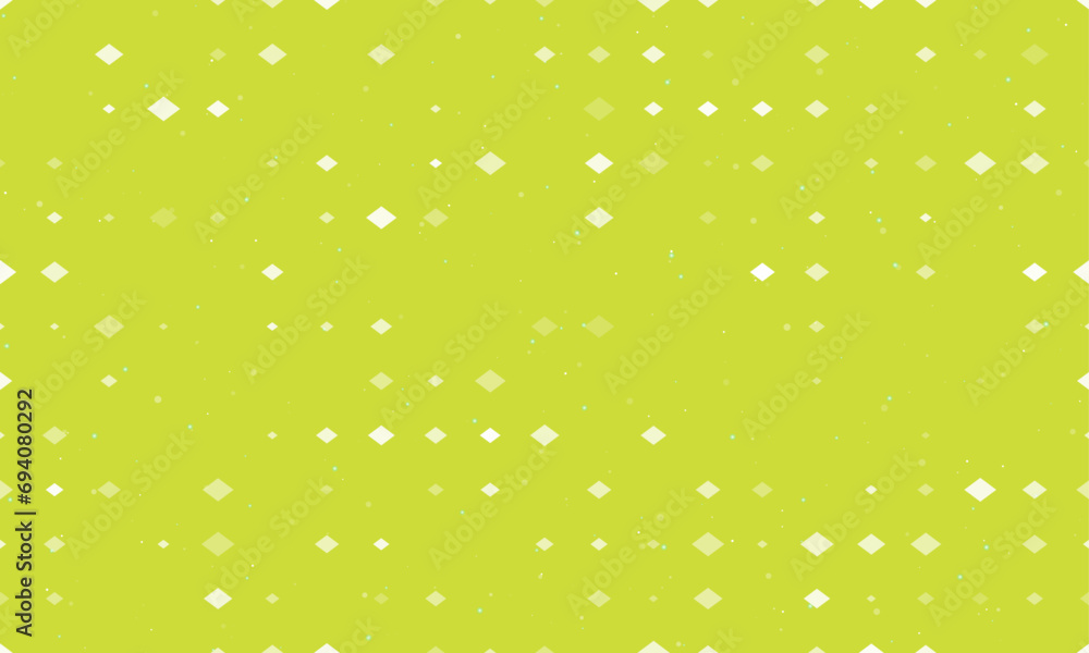 Poster seamless background pattern of evenly spaced white rhombus symbols of different sizes and opacity. v