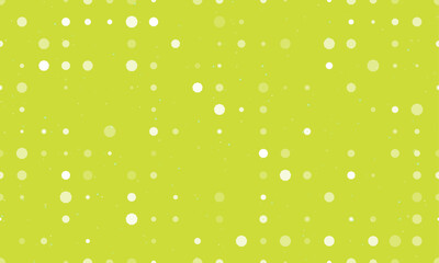 Seamless background pattern of evenly spaced white nonagon symbols of different sizes and opacity. Vector illustration on lime background with stars