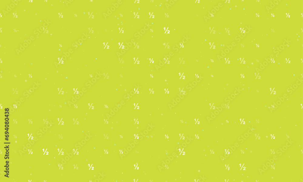 Poster seamless background pattern of evenly spaced white half fraction symbols of different sizes and opac