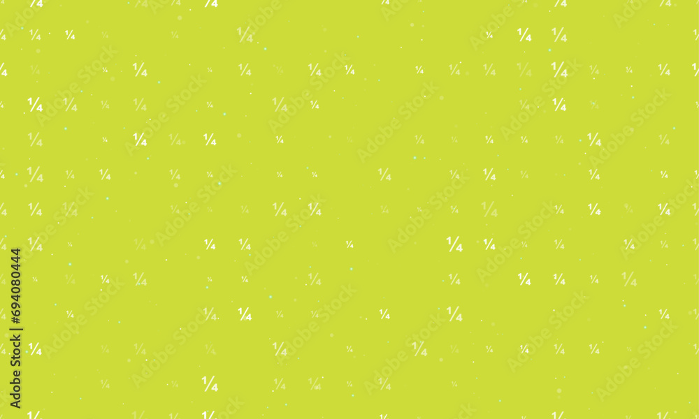 Poster seamless background pattern of evenly spaced white quarter fraction symbols of different sizes and o