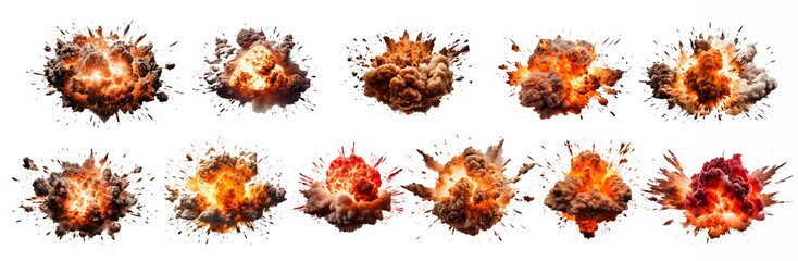 An explosion isolated on a transparent background. - obrazy, fototapety, plakaty