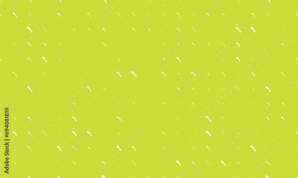 Poster seamless background pattern of evenly spaced white down arrows of different sizes and opacity. vecto