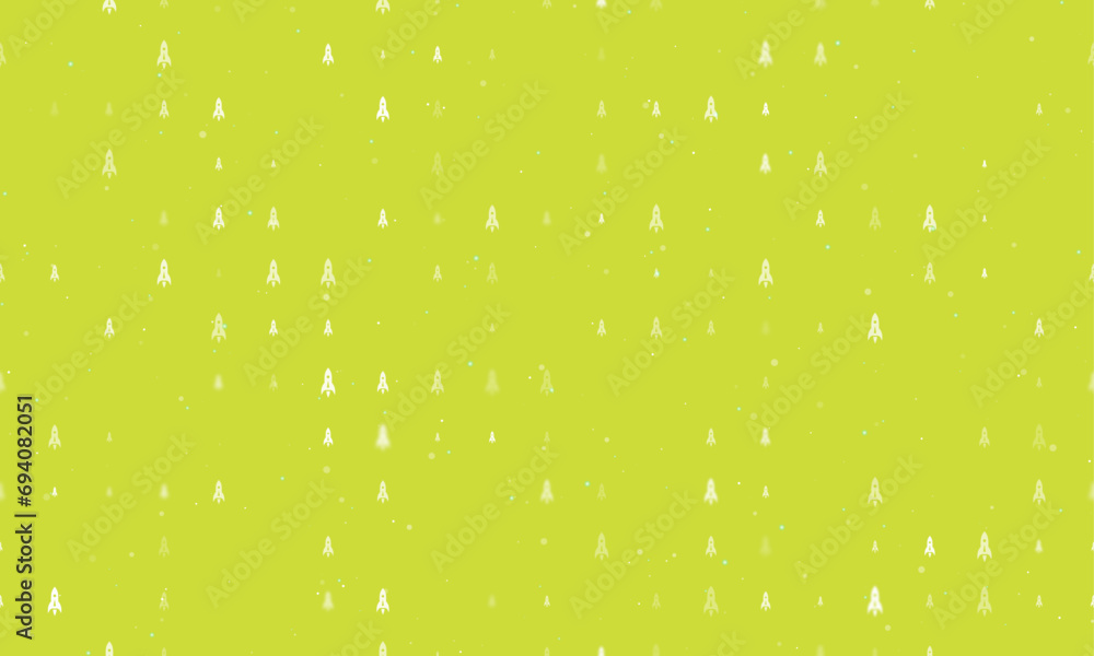 Poster seamless background pattern of evenly spaced white rockets of different sizes and opacity. vector il