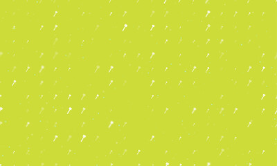 Seamless background pattern of evenly spaced white mallet symbols of different sizes and opacity. Vector illustration on lime background with stars