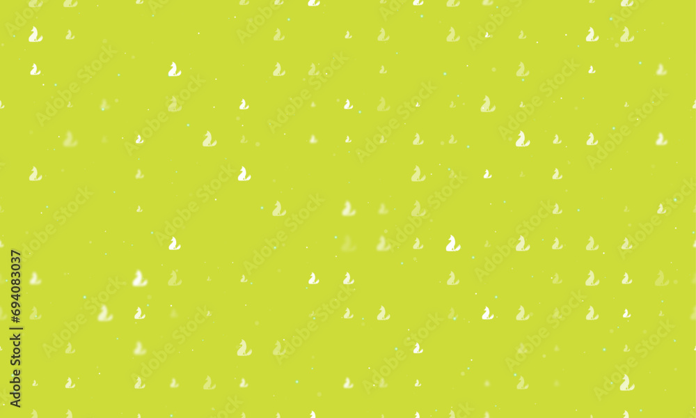 Poster seamless background pattern of evenly spaced white fox symbols of different sizes and opacity. vecto