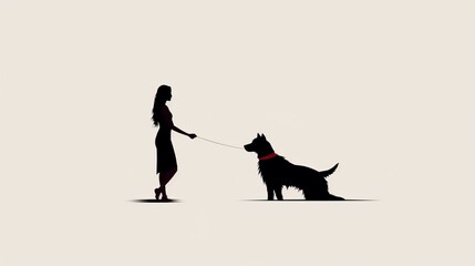 minimalistic graphical design symbolizing the strong love and connection between a dog and a human, copy space, 16:9