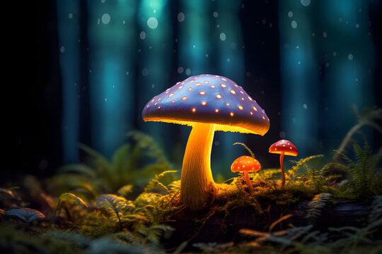 Magic Mushroom In The Forest. .