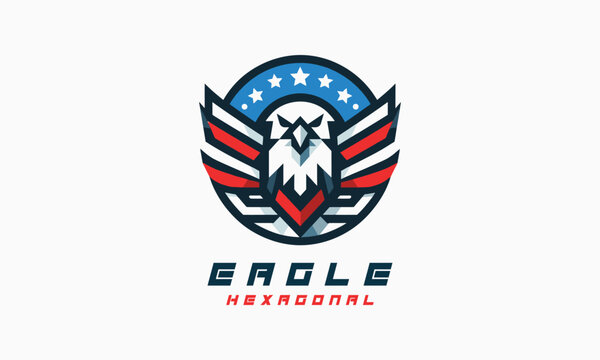 Eagle, bird flat minimal geometric logo design