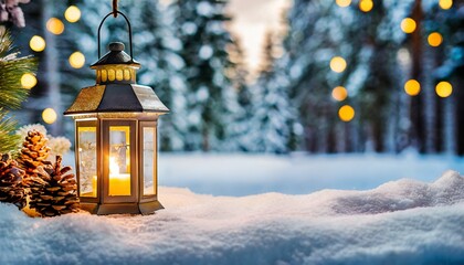 Naklejka premium christmas lantern in the snow