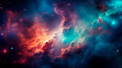 Majestuosidad Cósmica - Nebulosa Abstracta en Colores Contrastantes cosmos - obrazy, fototapety, plakaty
