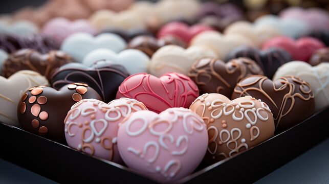 Heart shaped chocolate candy to Valentine's day - Powered by Adobe