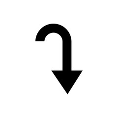 Directional arrow icon vector. Turn icon sign symbol vector. Arrow down vector icon illustration isolated on white background