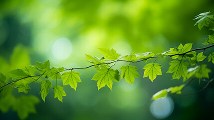 green, out-of-focus bokeh background, single leaf sharp focus, contrast, dreamscape