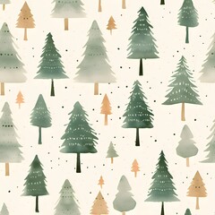 Christmas trees as abstract background, wallpaper, banner, texture design with pattern - vector. Light colors.