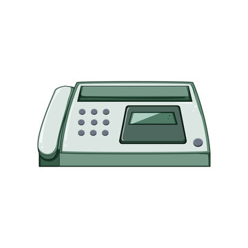 print fax machine cartoon. web document, paper telephone, business technology print fax machine sign. isolated symbol vector illustration