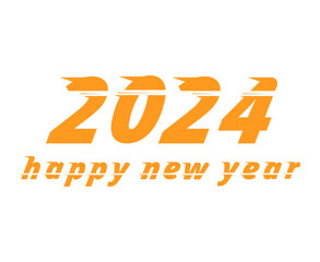 Fototapeta na wymiar Happy New Year 2024 Abstract Orange Graphic Design Vector Logo Symbol Illustration