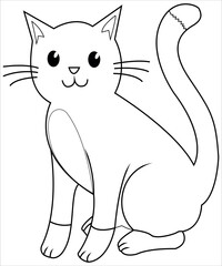 Cute Cat coloring page  for kids 