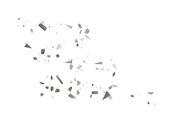 Silver glitter confetti on a white background. Decorative element.