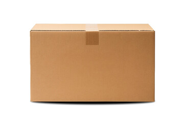 Unadorned cardboard box, a blank canvas ideal for expressing branding or artistic concepts in innovative packaging design, png transparent