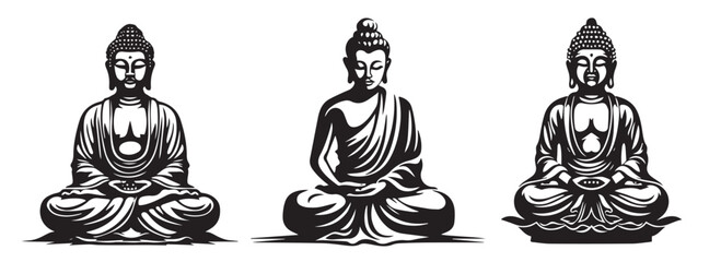 Buddha vector illustration silhouette - obrazy, fototapety, plakaty