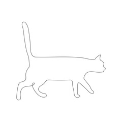 Continuous one single  line art  drawing of  cat