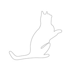 Continuous one single  line art  drawing of  cat