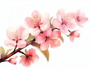 Superb Watercolor Illustration of a Pink Peach Flower on a Spring Day AI Generated