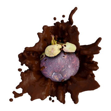 Realistic 3D render of Mangosteen Fruit best for commercial and Design purpose