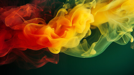 Black History Month. African American History in United States. Red Yellow Green smoke. Freedom holiday. Celebrated annual in February. Poster, design illustration. Generated AI