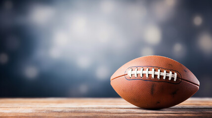 American football ball. Background with selective focus and copy space