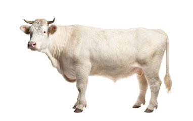 White Coat Showcase Cattle Isolated on Transparent Background PNG.