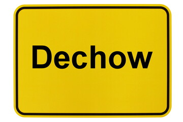 Illustration eines Ortsschildes der Gemeinde Dechow in Mecklenburg-Vorpommern