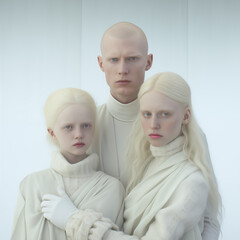 portrait of a beautiful albino family