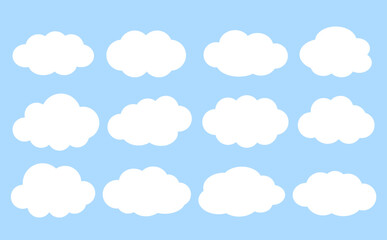 もくもくの白い雲型フレーム - obrazy, fototapety, plakaty