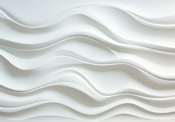 A minimalist 3D white wave texture, evoking tranquility and modern elegance, perfect for futuristic design projects. Generative AI.