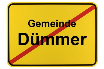 Illustration eines Ortsschildes der Gemeinde Dümmer in Mecklenburg-Vorpommern