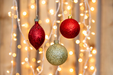 Composition and decoration with Christmas ornaments