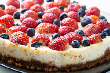 Homemade cheesecake.A dish of European and American cuisine, which is a cheese-containing dessert.