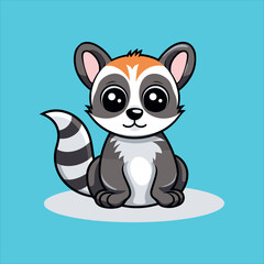 cute Lemur simple minimalism flat color vector illustration
