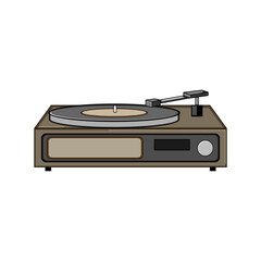 Obraz premium dj vinyl player cartoon. gramophone old, vintage song, lp disk dj vinyl player sign. isolated symbol vector illustration