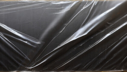 Background texture of a polyethylene,plastic transparent black plastic film,transparent stretched background
