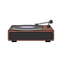 gramophone vinyl player cartoon. old vintage, song lp, disk disco gramophone vinyl player sign. isolated symbol vector illustration