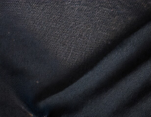 Black Fabric textile background, with dark blue color texture concept