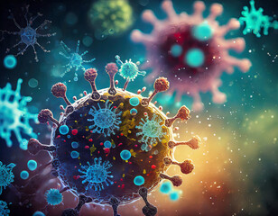 Fototapeta na wymiar microscopic world of viruses epidemics and contagious diseases. coronavirus; non-ferrous bacteria; microbiology virus