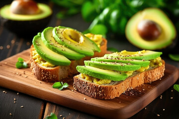 Sandwich green bread avocado vegetarian healthy vegetable food gourmet snack lunch fresh - obrazy, fototapety, plakaty