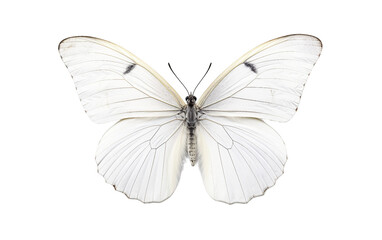 Fototapeta na wymiar Small White Elegance Butterfly Isolated on Transparent Background PNG.