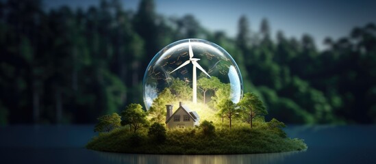 Establish sustainable business using renewable energy, to decrease global CO2 emissions and promote electric industry growth. - obrazy, fototapety, plakaty