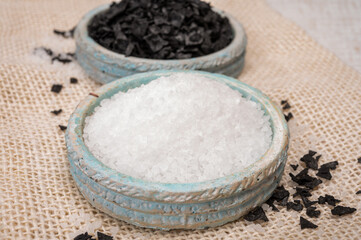 White Mediterranean sea salt, natural salt crystals