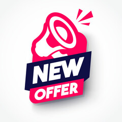 Dynamic Label With Megaphone Icon And Text New Offer