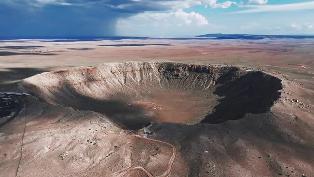 Aerial view of the Meteor Crater Natural Landmark at Arizona. Crater from a meteorite, from space. Elements of this image furnished by NASA. High quality photo